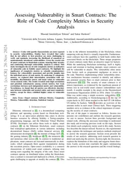 Assessing Vulnerability in Smart Contracts: The Role of Code Complexity Metrics in Security Analysis