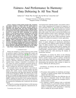 Fairness And Performance In Harmony: Data Debiasing Is All You Need