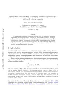 Asymptotics for estimating a diverging number of parameters - with and
  without sparsity