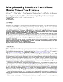 Privacy-Preserving Behaviour of Chatbot Users: Steering Through Trust
  Dynamics