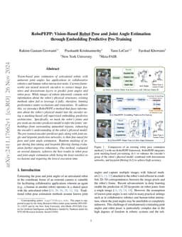 RoboPEPP: Vision-Based Robot Pose and Joint Angle Estimation through Embedding Predictive Pre-Training