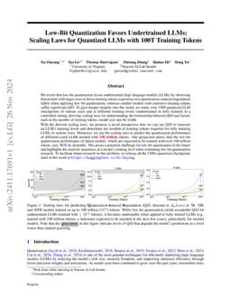Low-Bit Quantization Favors Undertrained LLMs: Scaling Laws for
  Quantized LLMs with 100T Training Tokens