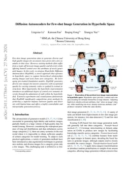 Diffusion Autoencoders for Few-shot Image Generation in Hyperbolic Space