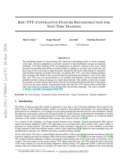ReC-TTT: Contrastive Feature Reconstruction for Test-Time Training