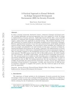 A Practical Approach to Formal Methods: An Eclipse Integrated
  Development Environment (IDE) for Security Protocols