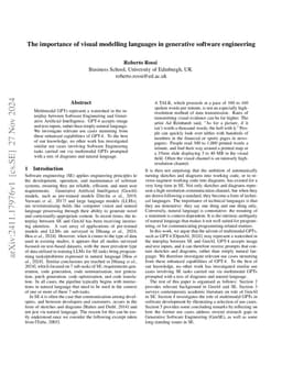 The importance of visual modelling languages in generative software engineering