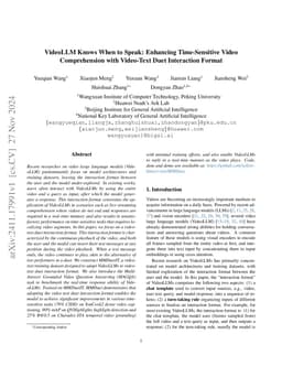 VideoLLM Knows When to Speak: Enhancing Time-Sensitive Video
  Comprehension with Video-Text Duet Interaction Format