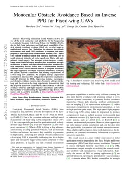 Monocular Obstacle Avoidance Based on Inverse PPO for Fixed-wing UAVs