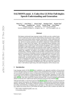 SALMONN-omni: A Codec-free LLM for Full-duplex Speech Understanding and
  Generation