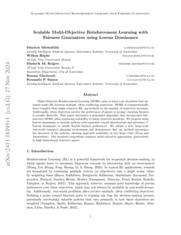 Scalable Multi-Objective Reinforcement Learning with Fairness Guarantees
  using Lorenz Dominance