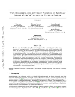 Topic Modeling and Sentiment Analysis on Japanese Online Media's
  Coverage of Nuclear Energy