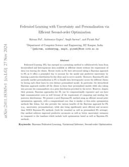 Federated Learning with Uncertainty and Personalization via Efficient
  Second-order Optimization
