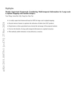 Weakly Supervised Framework Considering Multi-temporal Information for
  Large-scale Cropland Mapping with Satellite Imagery
