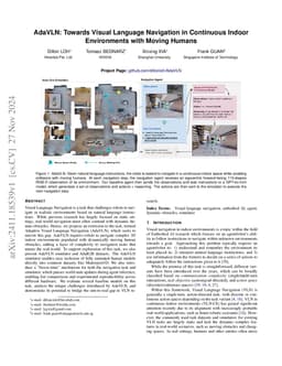 AdaVLN: Towards Visual Language Navigation in Continuous Indoor
  Environments with Moving Humans
