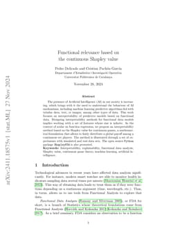 Functional relevance based on the continuous Shapley value