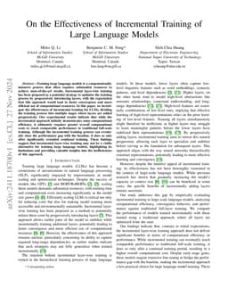 On the Effectiveness of Incremental Training of Large Language Models