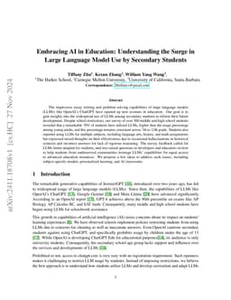Embracing AI in Education: Understanding the Surge in Large Language
  Model Use by Secondary Students