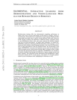 ELEMENTAL: Interactive Learning from Demonstrations and Vision-Language Models for Reward Design in Robotics