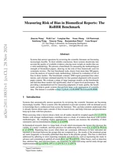 Measuring Risk of Bias in Biomedical Reports: The RoBBR Benchmark