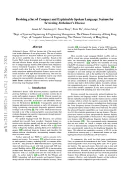 Devising a Set of Compact and Explainable Spoken Language Feature for
  Screening Alzheimer's Disease