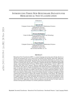 Introducing Three New Benchmark Datasets for Hierarchical Text
  Classification