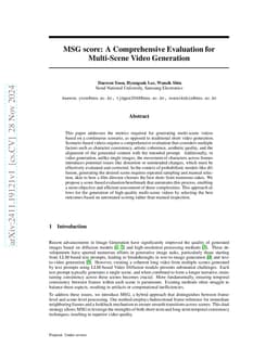 MSG score: A Comprehensive Evaluation for Multi-Scene Video Generation