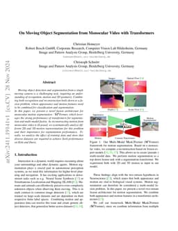On Moving Object Segmentation from Monocular Video with Transformers
