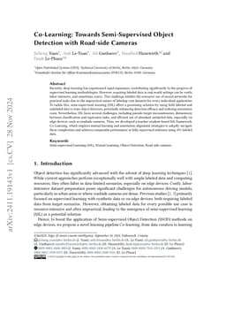 Co-Learning: Towards Semi-Supervised Object Detection with Road-side
  Cameras