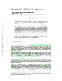 Concept-driven Off Policy Evaluation