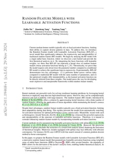 Random Feature Models with Learnable Activation Functions