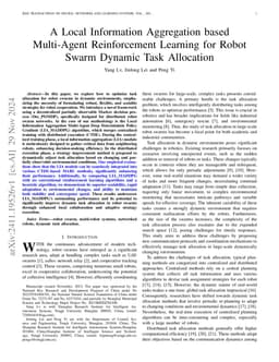 A Local Information Aggregation based Multi-Agent Reinforcement Learning
  for Robot Swarm Dynamic Task Allocation