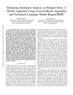 Enhancing Sentiment Analysis in Bengali Texts: A Hybrid Approach Using Lexicon-Based Algorithm and Pretrained Language Model Bangla-BERT