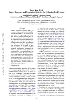 Know Your RAG: Dataset Taxonomy and Generation Strategies for Evaluating
  RAG Systems