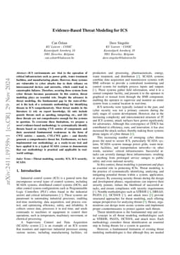Evidence-Based Threat Modeling for ICS