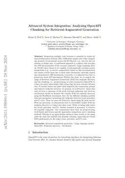 Advanced System Integration: Analyzing OpenAPI Chunking for
  Retrieval-Augmented Generation