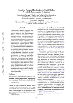 Sensitive Content Classification in Social Media: A Holistic Resource
  and Evaluation