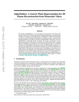 AlphaTablets: A Generic Plane Representation for 3D Planar
  Reconstruction from Monocular Videos