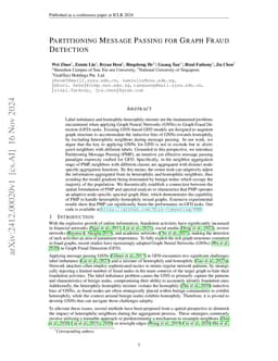 Partitioning Message Passing for Graph Fraud Detection