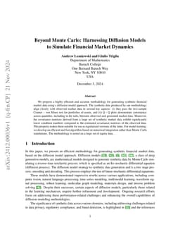 Beyond Monte Carlo: Harnessing Diffusion Models to Simulate Financial Market Dynamics
