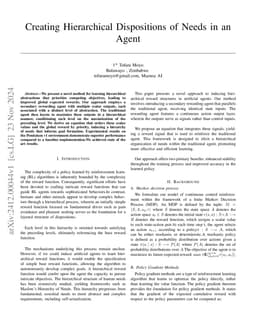 Creating Hierarchical Dispositions of Needs in an Agent