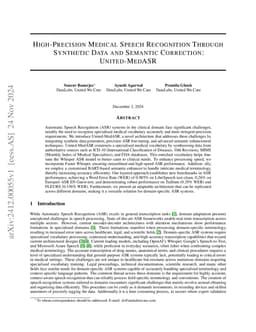 High-precision medical speech recognition through synthetic data and
  semantic correction: UNITED-MEDASR