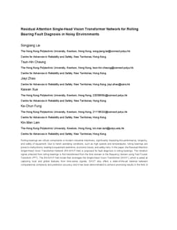 Residual Attention Single-Head Vision Transformer Network for Rolling
  Bearing Fault Diagnosis in Noisy Environments