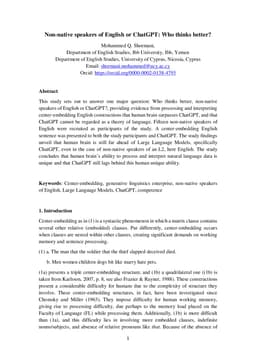 Non-native speakers of English or ChatGPT: Who thinks better?