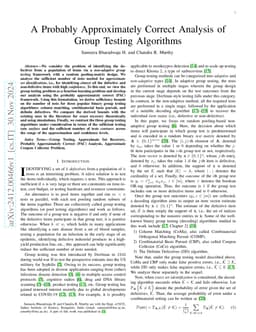 A Probably Approximately Correct Analysis of Group Testing Algorithms