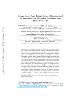 Energy-Based Prior Latent Space Diffusion model for Reconstruction of
  Lumbar Vertebrae from Thick Slice MRI