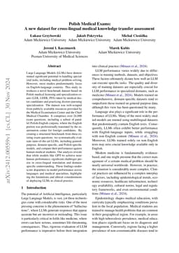 Polish Medical Exams: A new dataset for cross-lingual medical knowledge
  transfer assessment