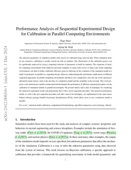 Performance Analysis of Sequential Experimental Design for Calibration
  in Parallel Computing Environments