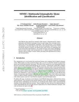 MIMIC: Multimodal Islamophobic Meme Identification and Classification