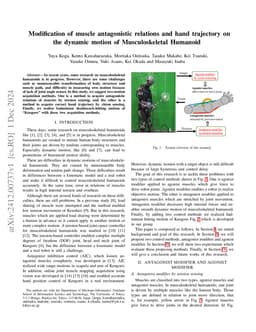 Modification of muscle antagonistic relations and hand trajectory on the
  dynamic motion of Musculoskeletal Humanoid