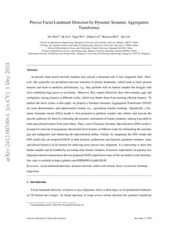 Precise Facial Landmark Detection by Dynamic Semantic Aggregation
  Transformer